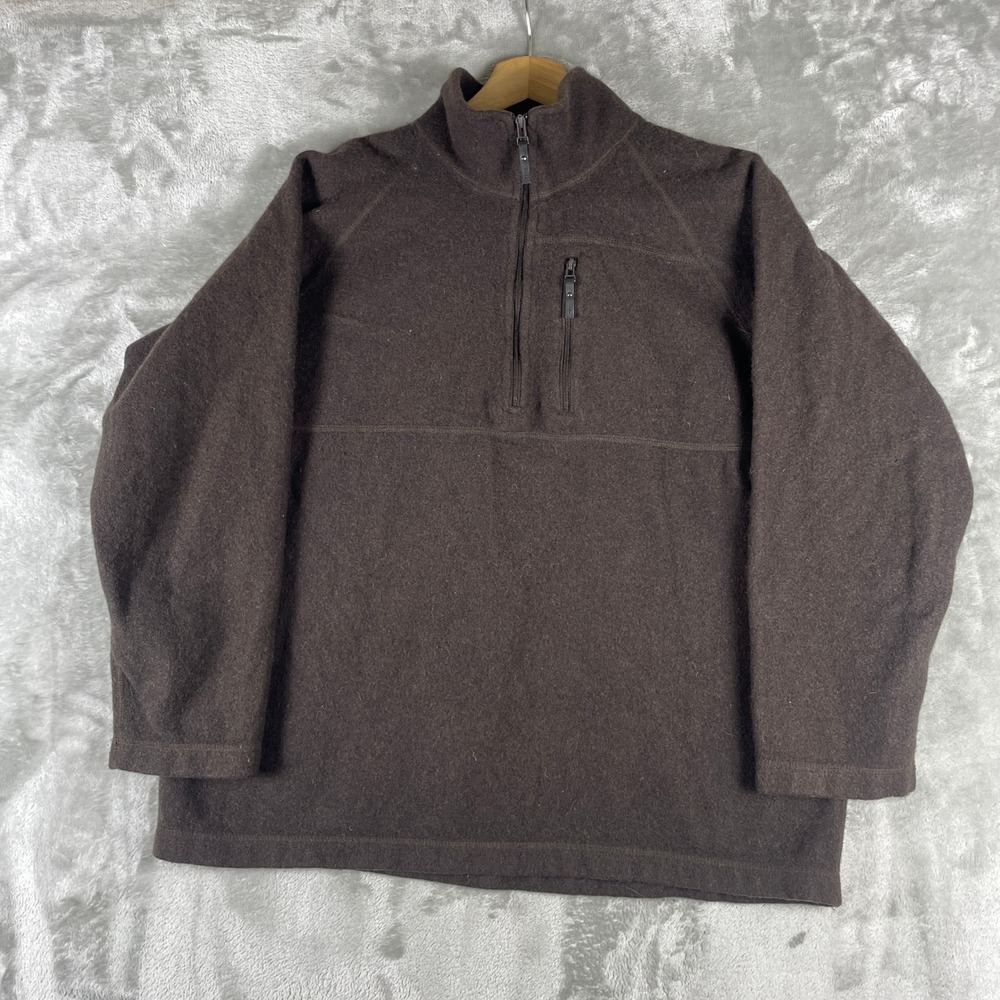 Woolx Quarter Zip Pullover Women Size M Brown Merino Wool Blend Long Sleeve